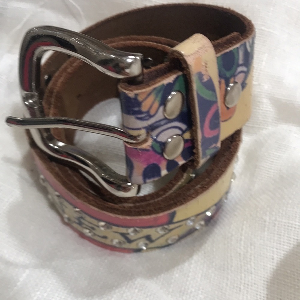Ed Hardy Unbranded leather tattoo skull cream belt 32/34